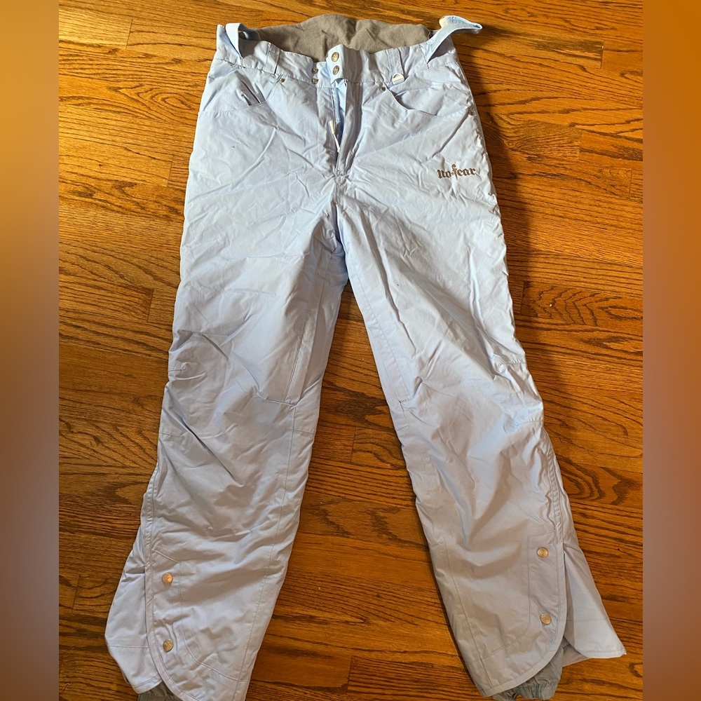 No Fear very light blue ski pants, adult size 12